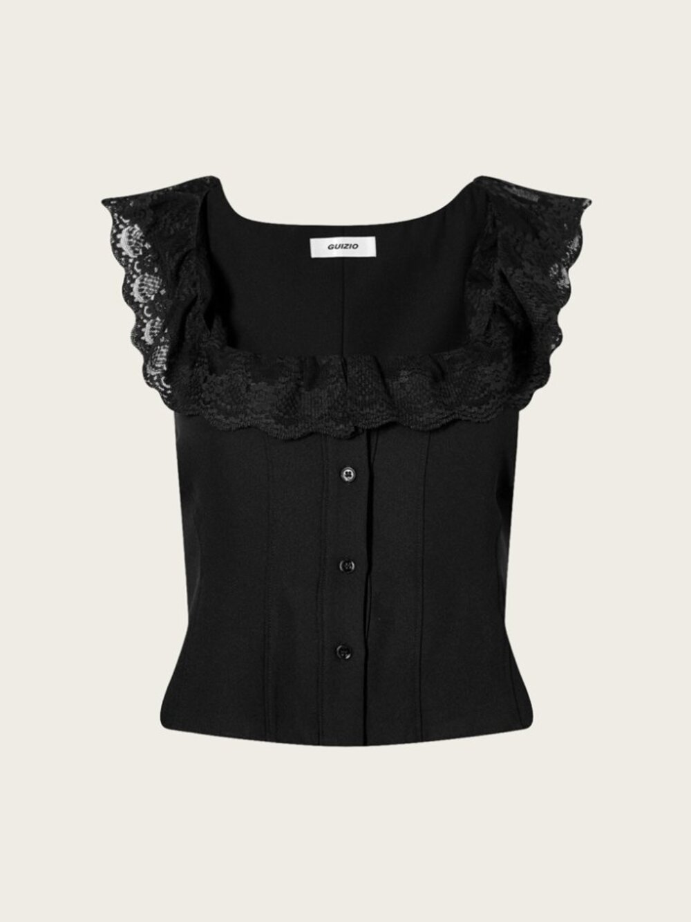 Guizio Black Lace Ruffle Corset Top Size XL